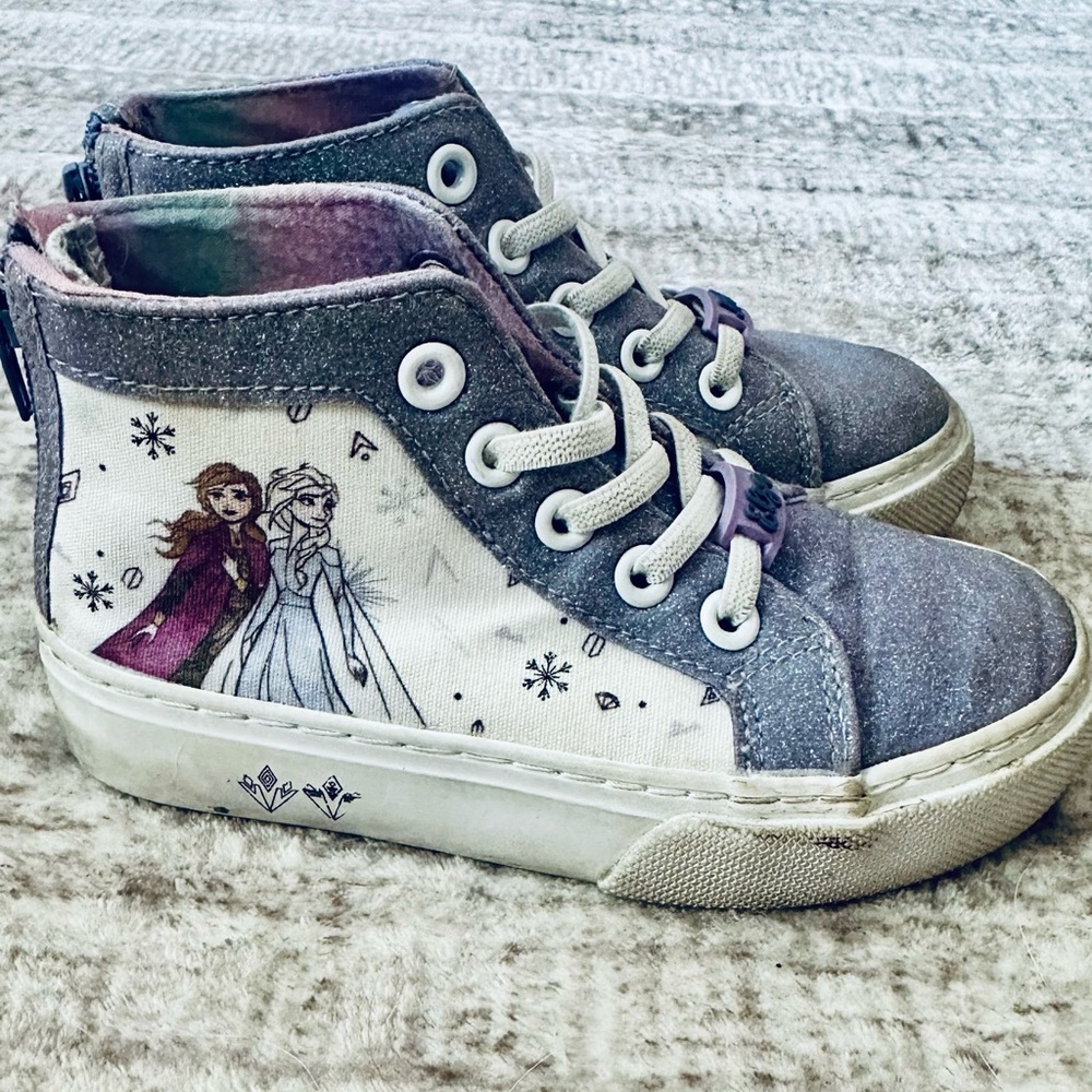 Disney Frozen Kids Glitter High Top Sneakers - size 11.